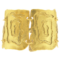 Large square link antique gold bracelet
