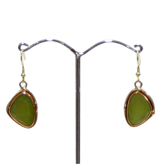 Gold White Metal Lime Onyx Earrings