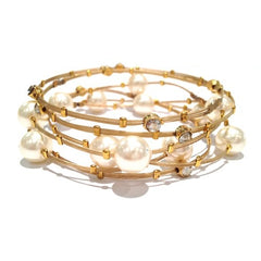 Shades of Pearl and Crystal Bracelet - Set of 6