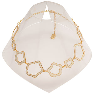 Gold Necklace with Cream Cut-Outs