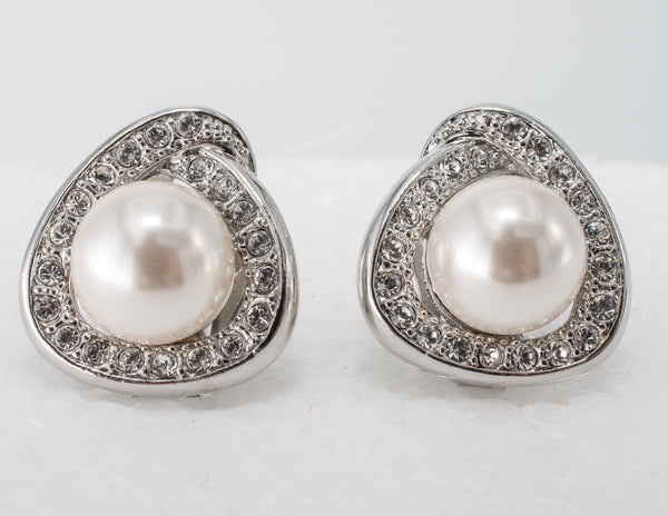 Pearl w/ Crystal Clip Earring