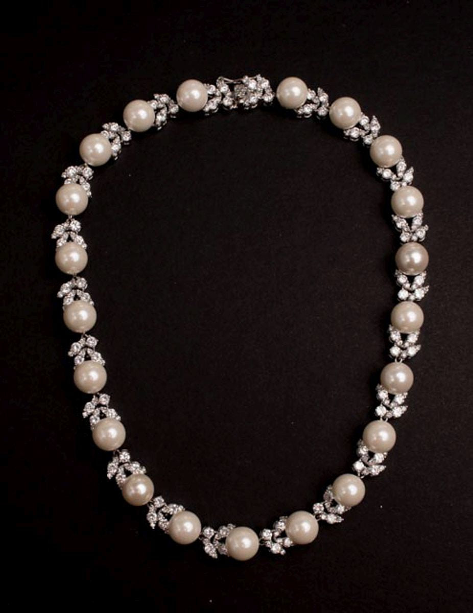 Cubic Zirconia Pearl Necklace
