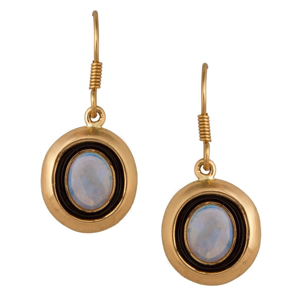 Alchemia Opal Earrings with Oxidized Lip