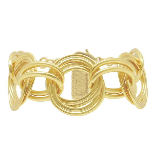 Double Circle and Oval Link gold Bracelet