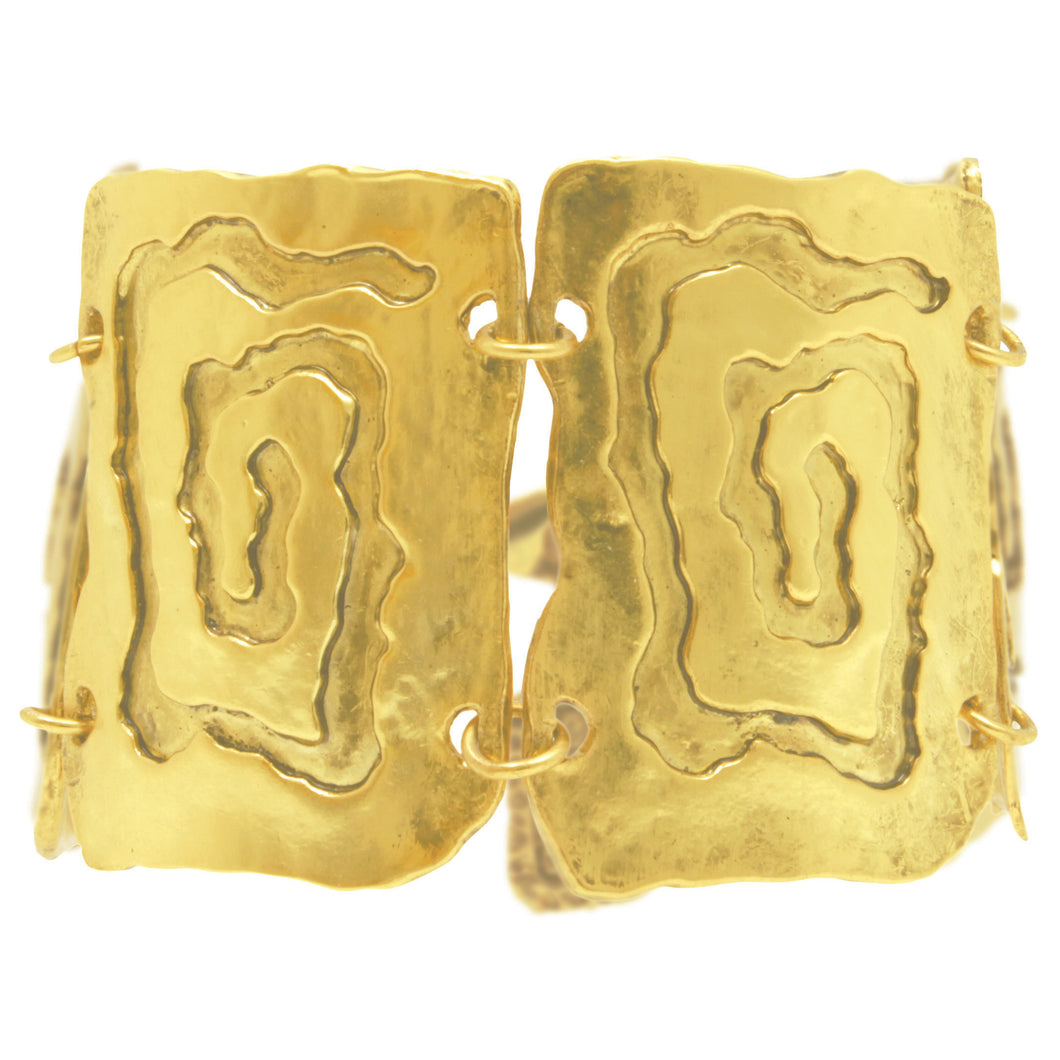 Large square link antique gold bracelet