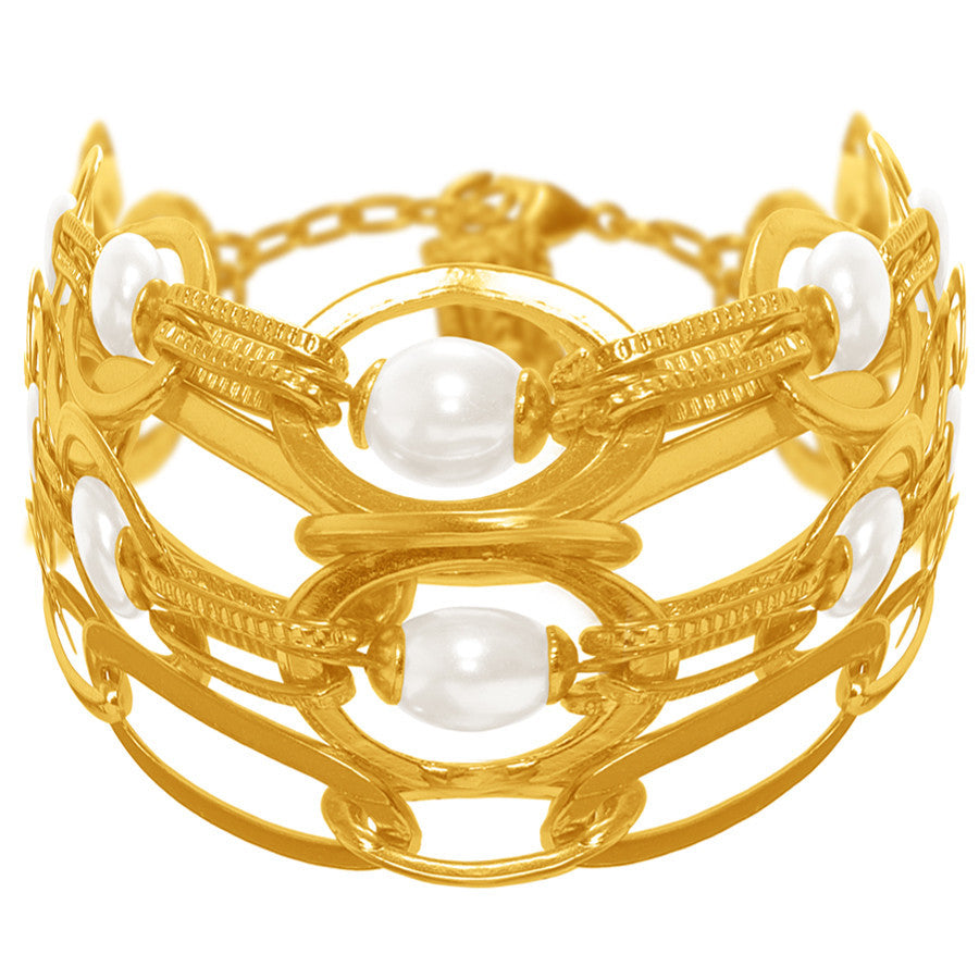 Serena Multistrand Gold Pearl Bracelet