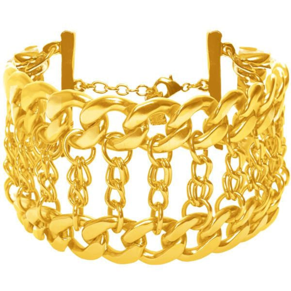 24 KT Gold Plated Double Chain Statement Bracelet