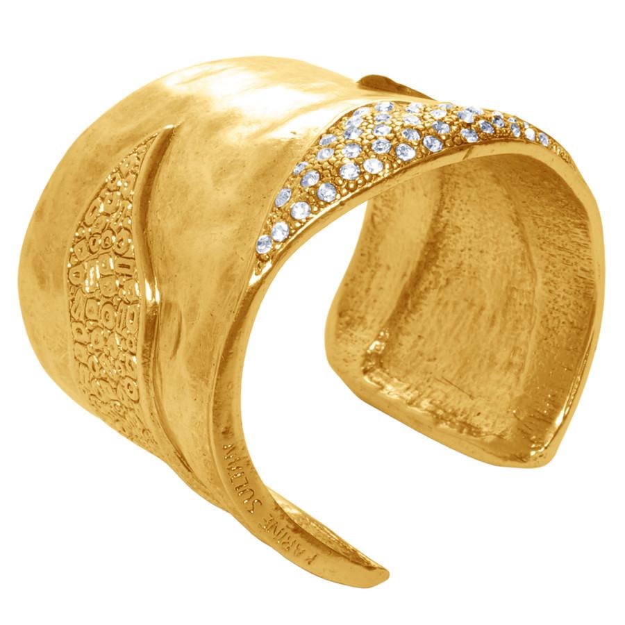 Brooklyn Cuff in Gold with Pavi Crystals