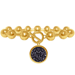 Louna Charm Bracelet In Gold/Black Crystal