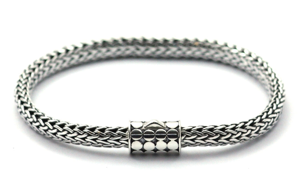 925 Sterling Silver Bali Padi Link Bracelet with Bola Clasp