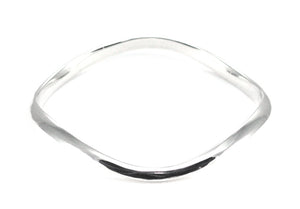 925 Sterling Silver Bali Hammered Texture Wave Bangle Bracelet