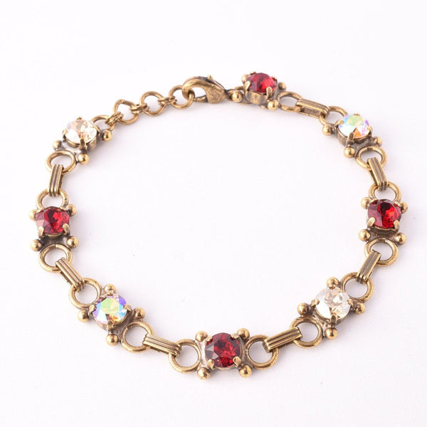 Mini Eyelet Line Bracelet Red Garnet