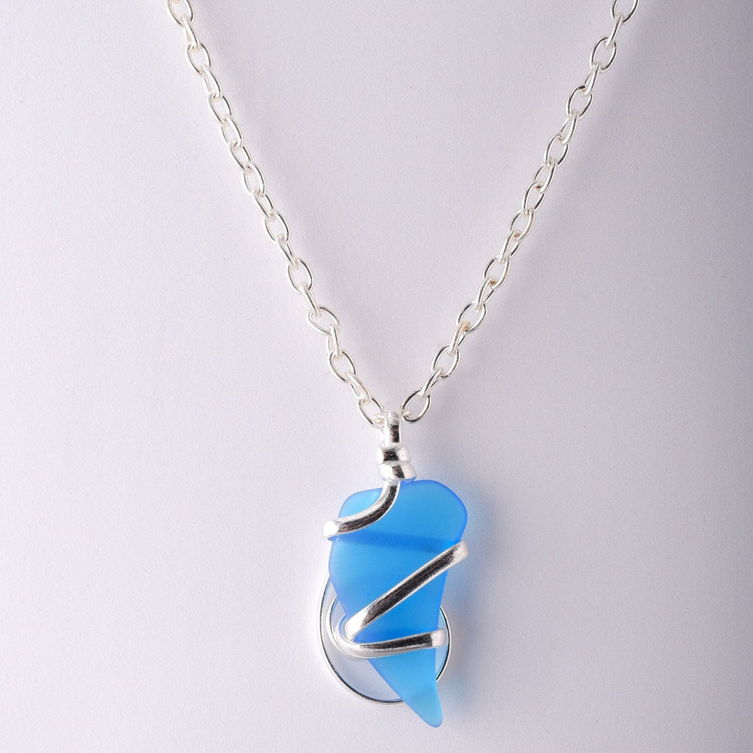 Alpaca Recycle Glass Pendant Necklace Music Note - Blue