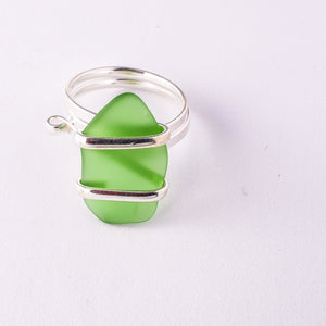 Alpaca Recycle Glass Adjustable Rings - Green