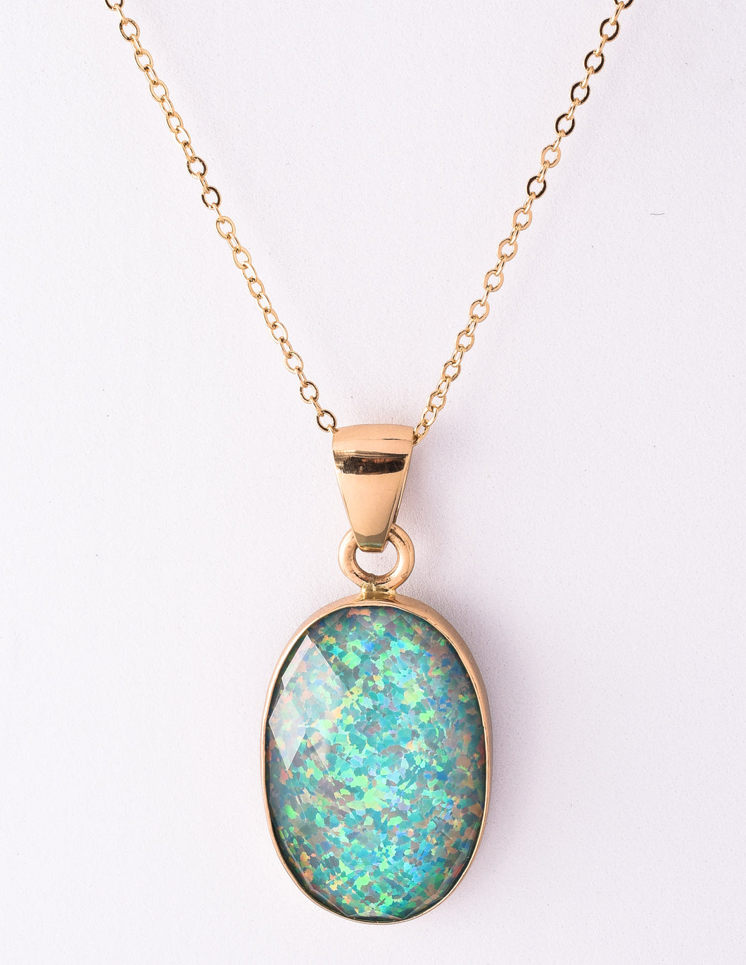 Alchemia Synthetic Opal Pendant Necklace - Green