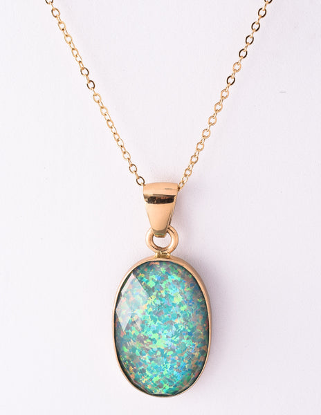 Alchemia Synthetic Opal Pendant Necklace - Green