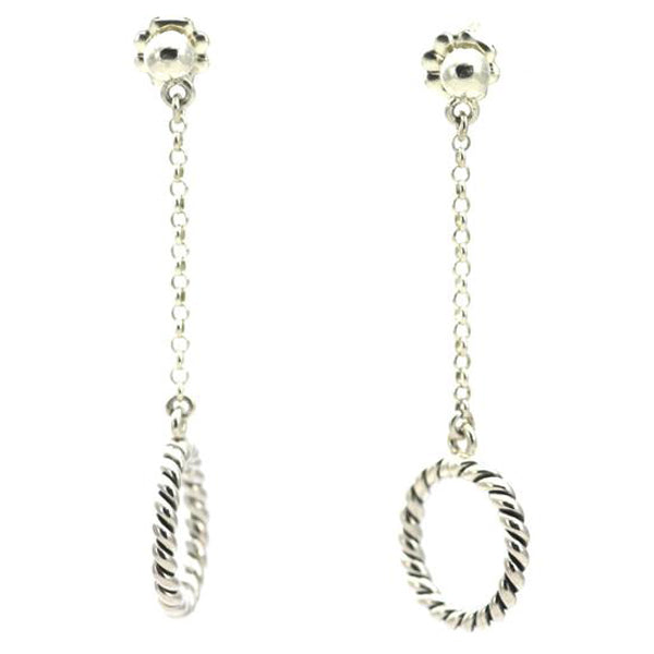 925 Sterling Silver Bali Twisted Circle Drop Post Earrings