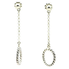 925 Sterling Silver Bali Twisted Circle Drop Post Earrings