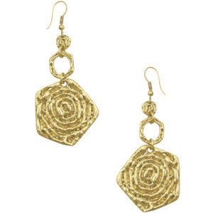 Gold Earrings with Rose Charm Drop