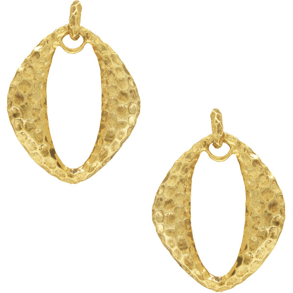 Oval Cut-Out Pendant Earrings in Gold