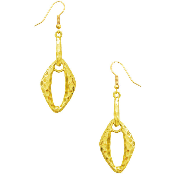 Small Oval Dangle Earrings in Gold