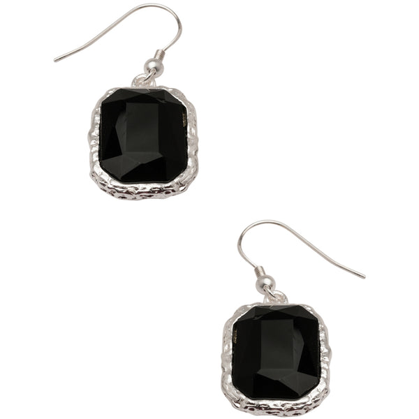Black Faceted CRY Drop Earrings