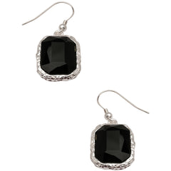 Black Faceted CRY Drop Earrings
