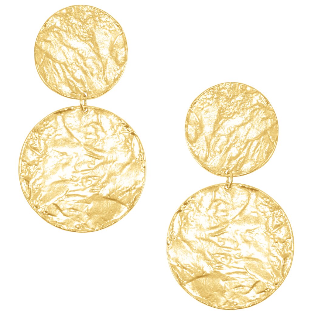 Textured Discs Statement Earring In Gold