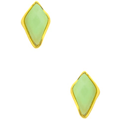 Green Resin Stud Earrings in Gold