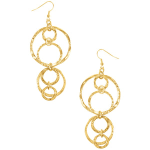 French Wires Hammered Textured Drop Earring In Gold