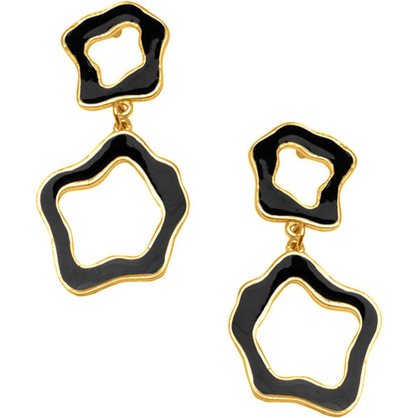 24KTGold Plated Black Cut-Out Earrings
