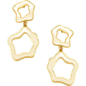 24KT Gold Plated Beige Cut-Out Earrings