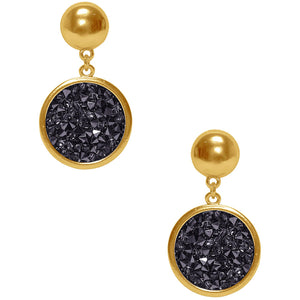 Charm Drop Earring In Gold/Black Crystal