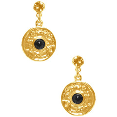 Gold Monika Pendant Black Pearl Earrings