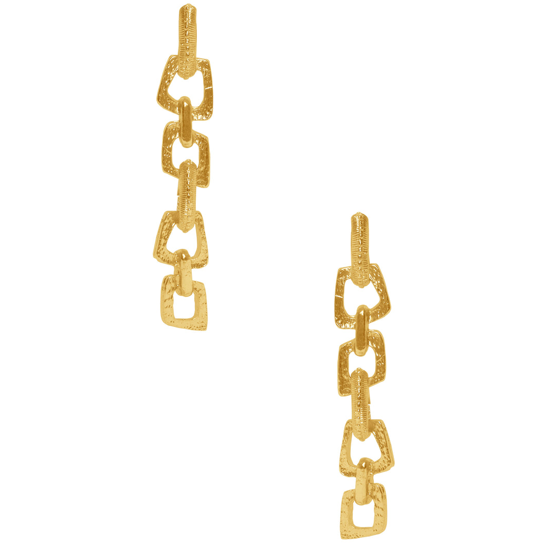 geo-cutout links gold earrings