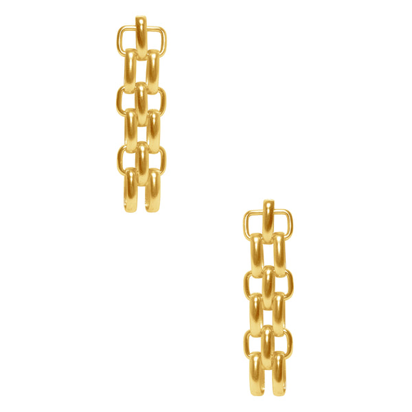 Classy Gold Triple Link Earrings