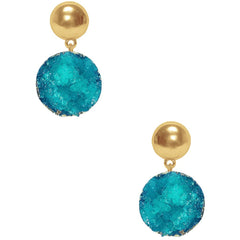 natural turquoise druzy stones earrings