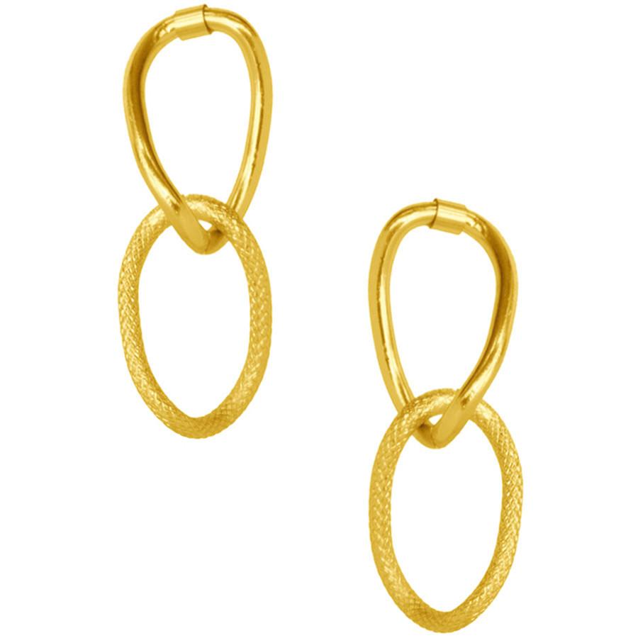 Gold Double Link Drop Earrings