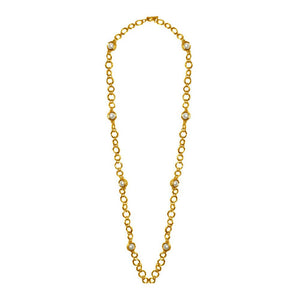 Jeanne Long Pearl Station Necklace In Gold