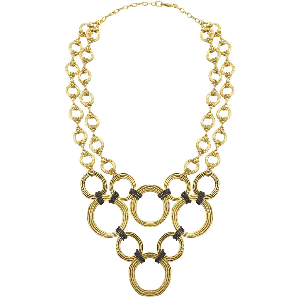 statement Necklace in Gold with multiple circles