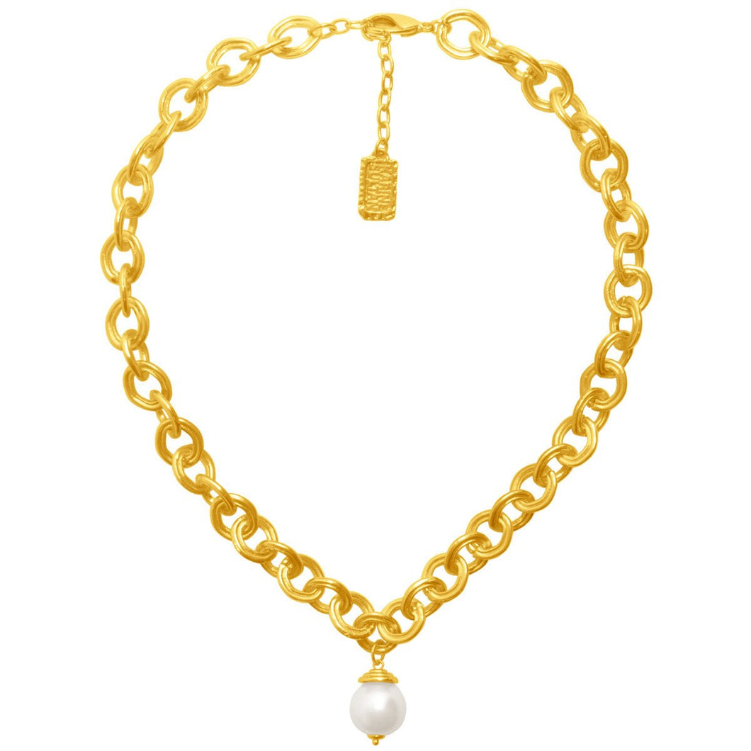 Chunky Gold Necklace with Pearl