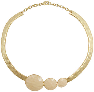 Beige Enamel 24KT Gold Plated Collar Necklace