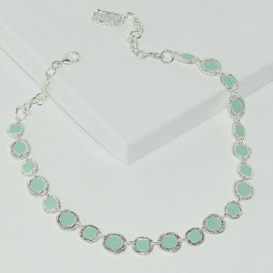 Turquoise Bauble Collar Necklace in Sterling Silver Plated