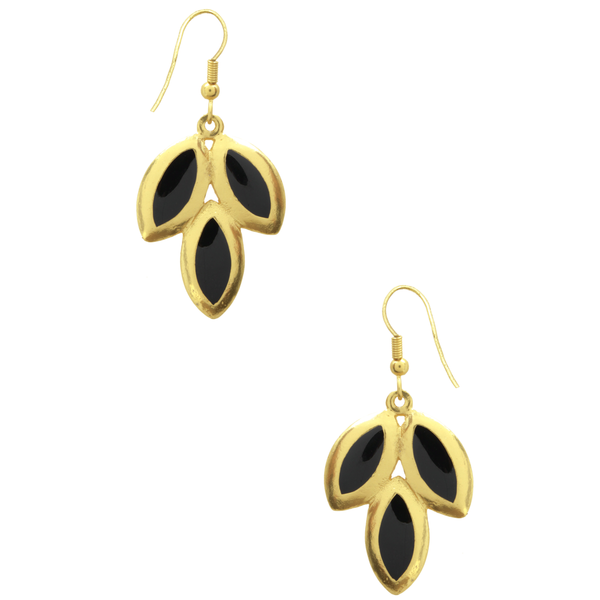 Black and Gold Leaf Earrings