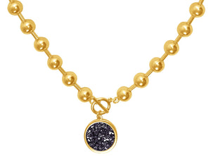 Retro Charm Collar Necklace In Gold/Black Crystal