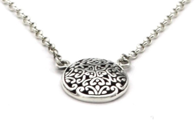 Weda 925 Sterling Silver Bali Round Filigree Necklace