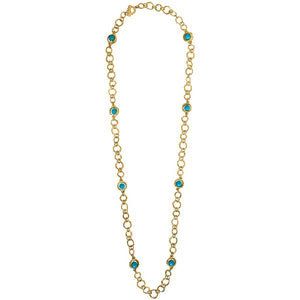 Jeanne Turquoise Beads Station Necklace In Gold