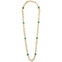Jeanne Turquoise Beads Station Necklace In Gold