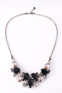 Nested Pear Statement Necklace Black/Antique Silver
