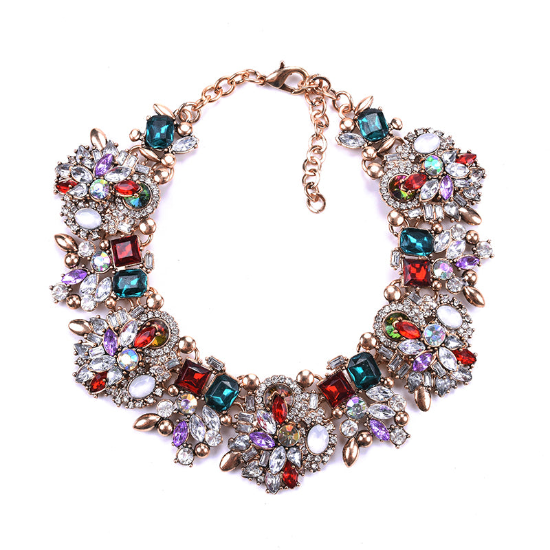 Multi Color Crystal/Rhinestone Bib Necklace